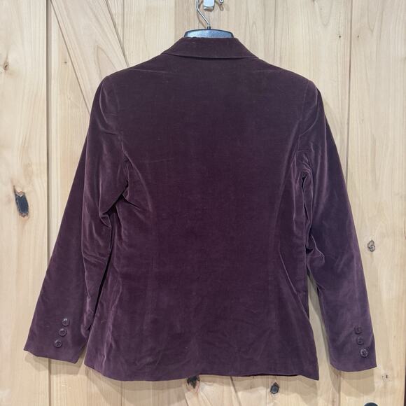 Vintage Purple Plum Velvet Blazer Jacket Women's Velour Positions Size S / 11 - Picture 3 of 6
